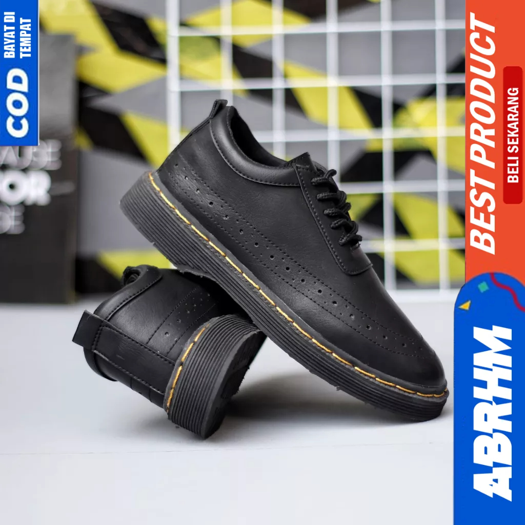 ABRHM Sepatu Formal Pantofel Hitam Casual Kerja Pria