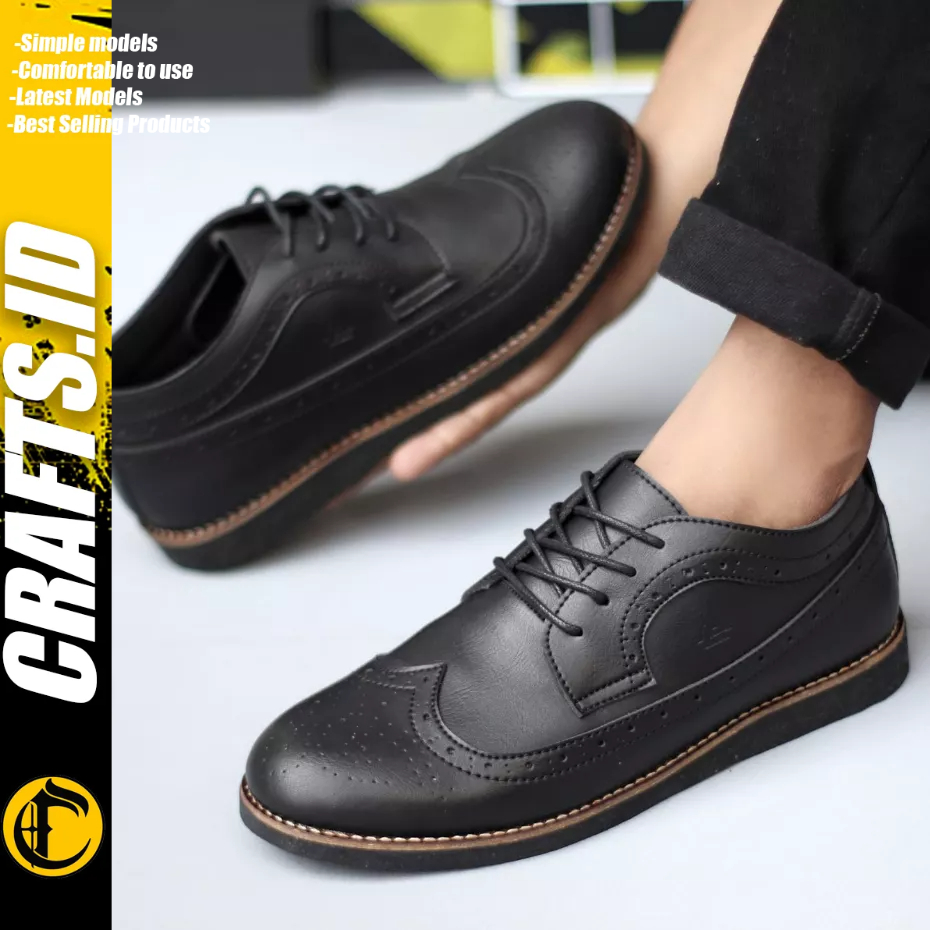 Crafts Sepatu Formal Casual Pantofel Kulit PU Pria
