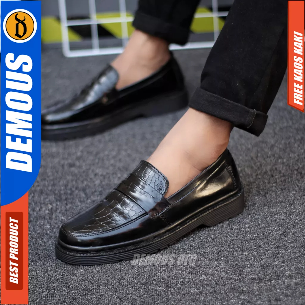 Sepatu Docmart Formal Pantofel Loafers Hitam Pria