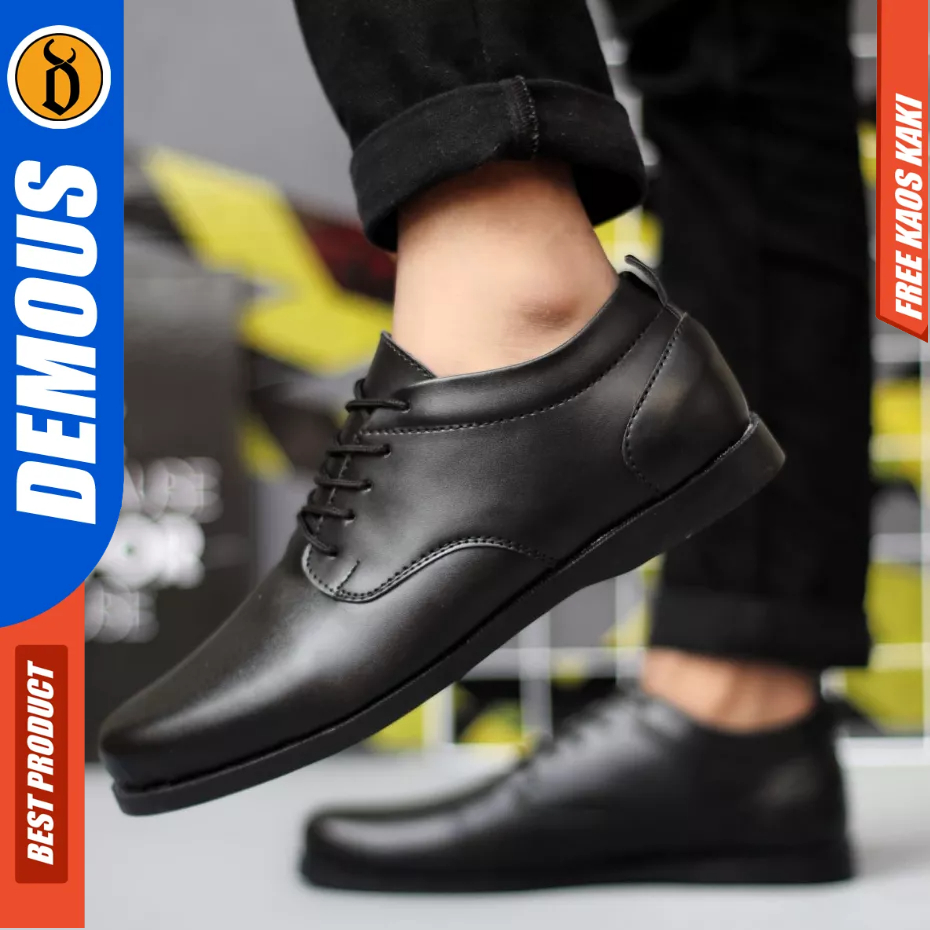 DEMOUS HATTA - Sepatu Formal Casual Hitam Kulit Pu Pria