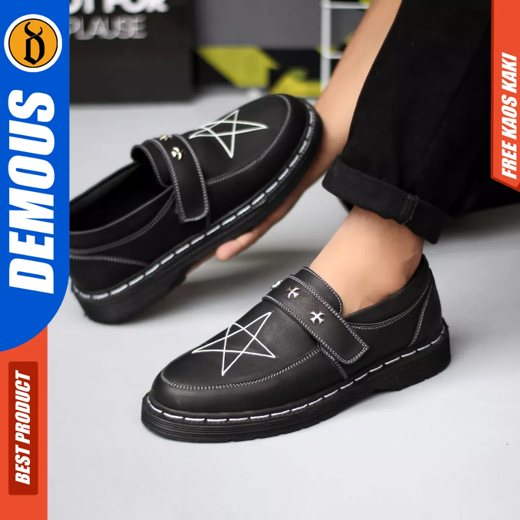 Demous Star - Sepatu Pantofel Loafers Kerja Kulit Pu Hitam Pria