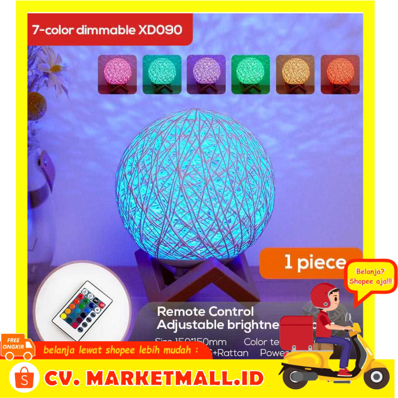 Lampu Tidur LED Dekorasi Desain Unik Bola Sepak Takraw 15 cm Cahaya RGB MShadow - 7CHZ5GMC