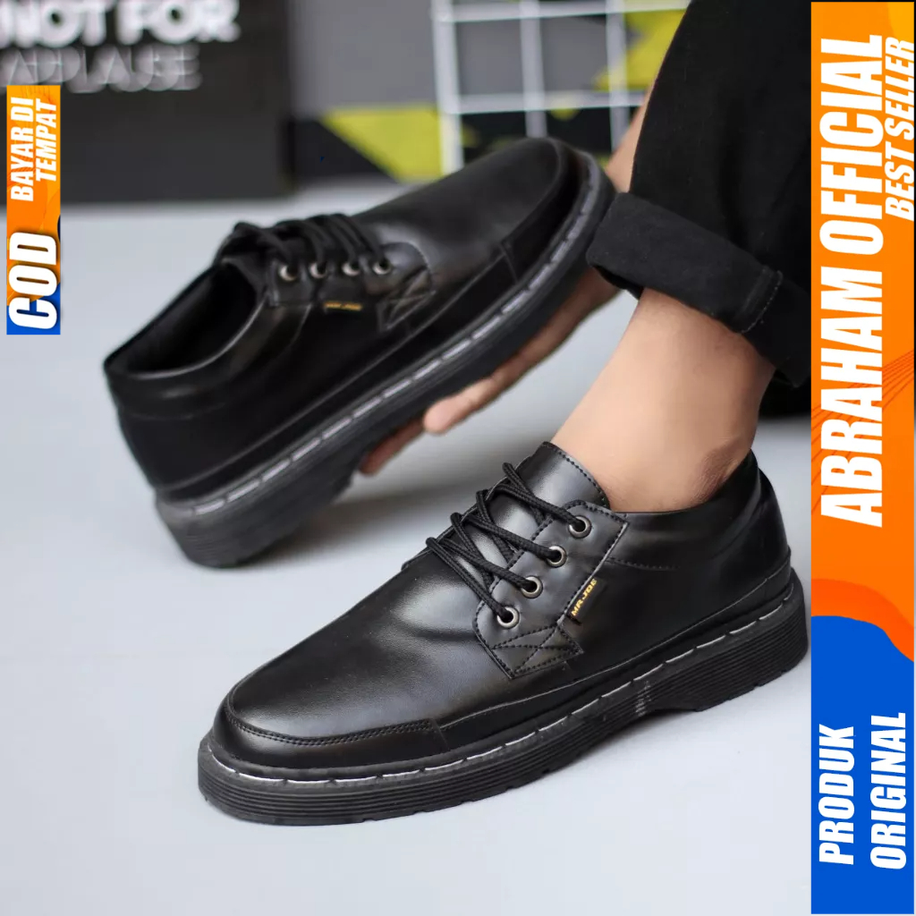 Sepatu Formal Docmart Tali Hitam Casual Kulit Pantofel Kerja Pria