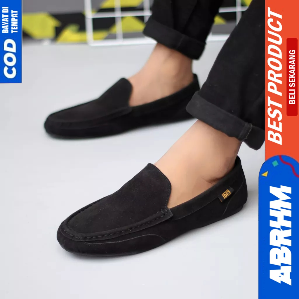 ABRHM Sepatu Casual Slip On Hitam Slop Pria