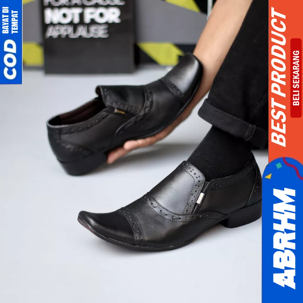 Sepatu Pantofel Formal Hitam Ukuran Besar 44 45 46 47 Kerja Kantor Kulit Asli Pria