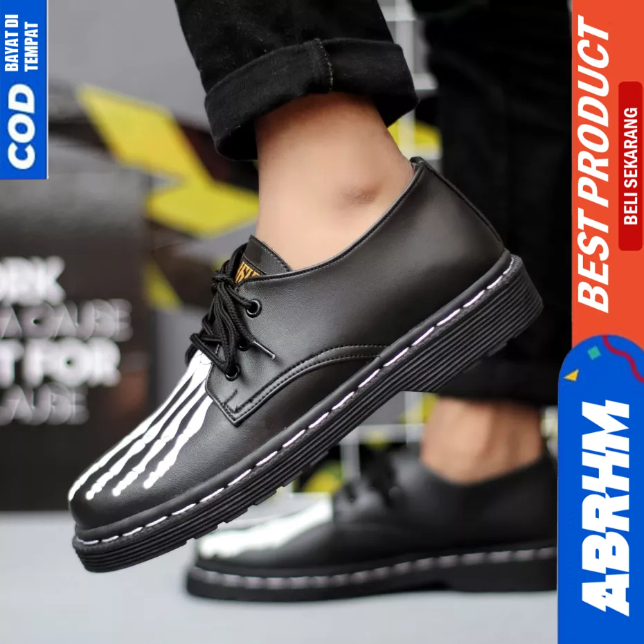 ABRHM Sepatu Formal Kerja Docmart Pantofel Hitam Casual Kerja Pria