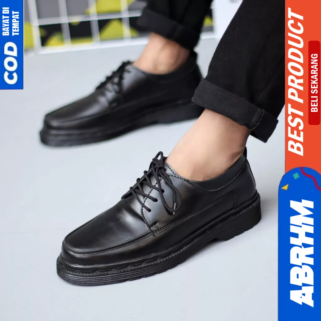 ABRHM Sepatu Pantofel Oxford Hitam Docmart Formal Pria