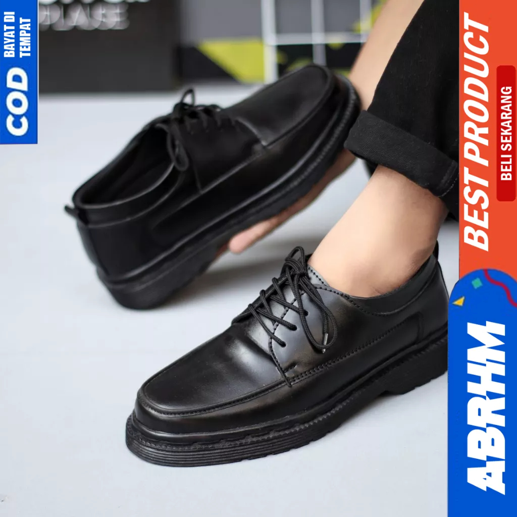 ABRHM Sepatu Pantofel Oxford Hitam Docmart Formal Pria