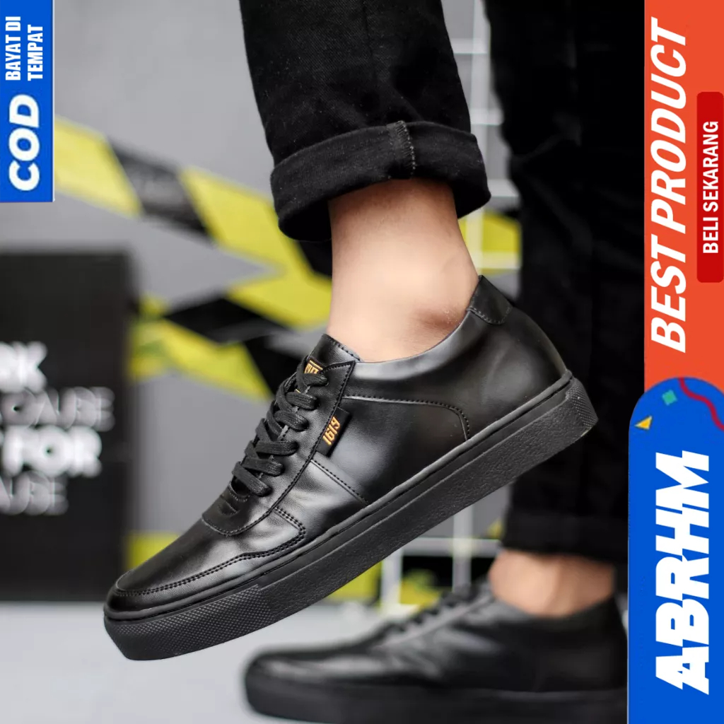 ABRHM Sepatu Formal Casual Sneakers Hitam Kerja Pria