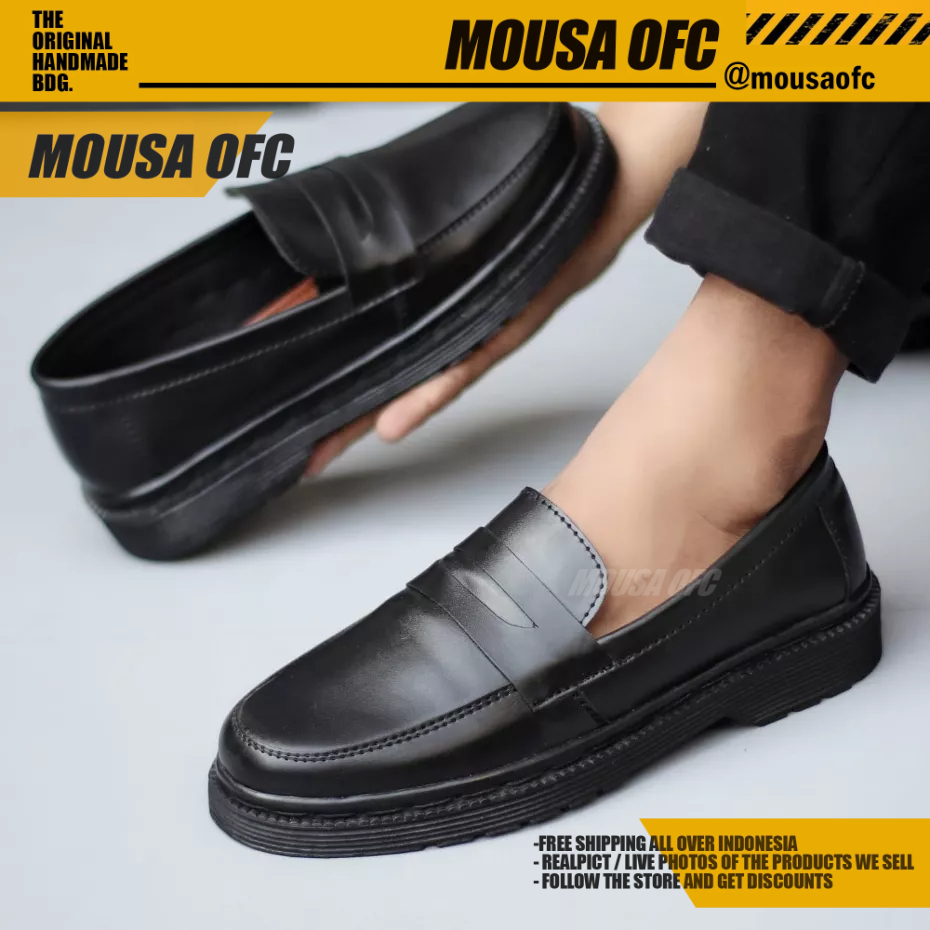Sepatu Loafers Docmart Pantofel Kerja Hitam Pria