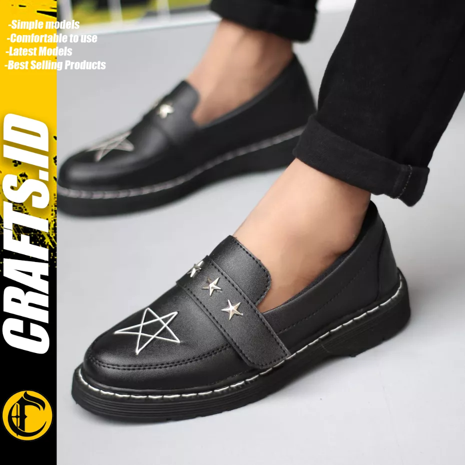 CRAFTS - Sepatu Formal Docmart Loafers Kulit Pu Hitam Pria