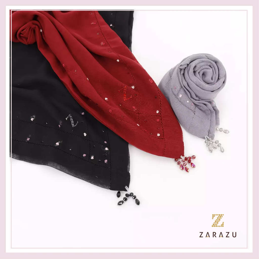 SARAH Scarves - Donna La Belle Paris Japan Blossom Crystal Premium Scarves by Zarazu