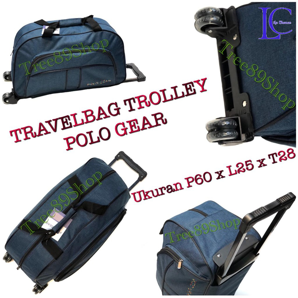 TRAVEL BAG TROLY KOPER CABIN POLO GEAR RODA ORIGINAL IMPORT