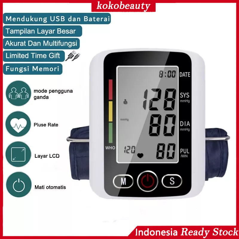 【Penjual Lokal】COD Tekanan Tensi Darah Pengukur Tekanan Darah Tensi Darah Tensimeter Digital Blood Pressure Monitor Electronic Sphygmomanometer