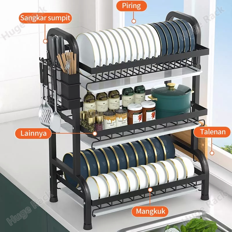 Rak Piring Stainless Steel Rak Piring Wastafel Dapur Rak Pengering Piring Rak Cuci Piring Dish Rack