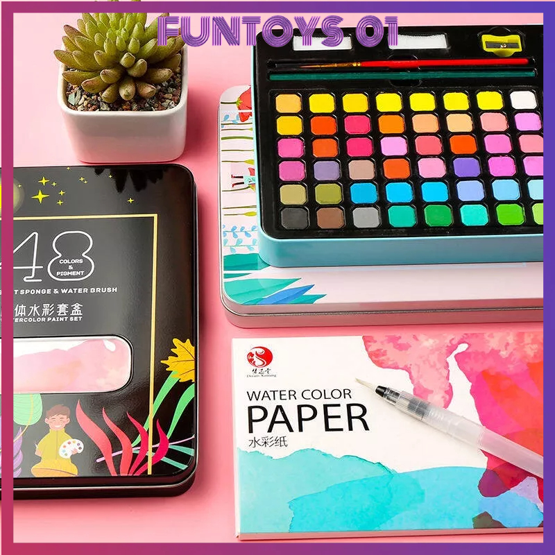 

<COD> 48 cat air lukis Solid Watercolor Paint set/Cat Air Padat Tas Flanel Gratis at air warna 36 dan 48 warna /alat cat air warna per set Kaikki cat air watercolor set - 36/48 warna water color alat cat air lukis set