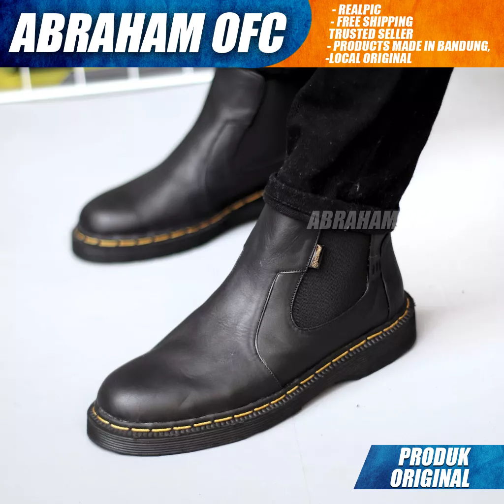 ABRAHAM Sepatu Boot Docmart Kulit Asli Casual Formal Pantofel Kerja Pria