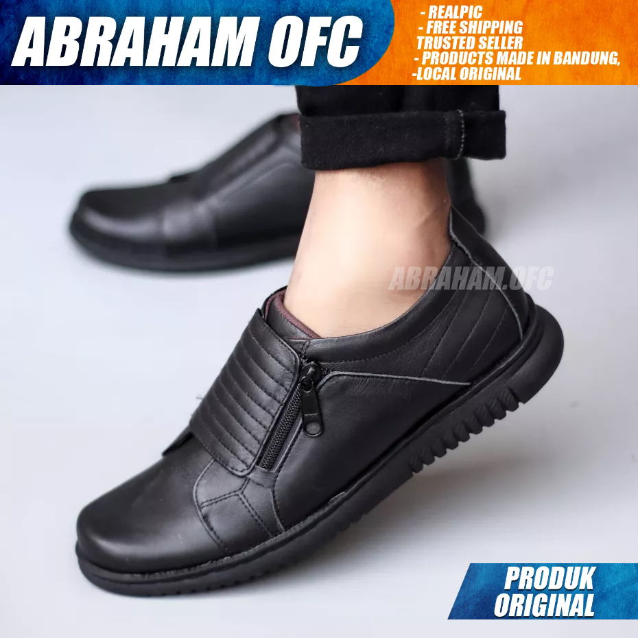 ABRAHAM Sepatu Kulit Formal Hitam Kerja Pria