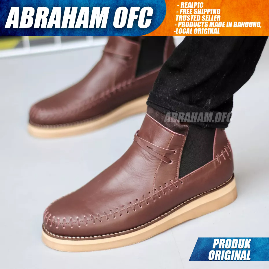 ABRAHAM Sepatu Boots Kulit Asli Casual Formal Kerja Pria