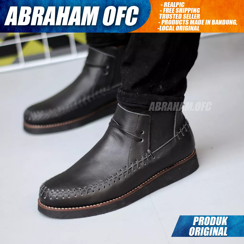 ABRAHAM Sepatu Boots Kulit Asli Casual Formal Kerja Pria