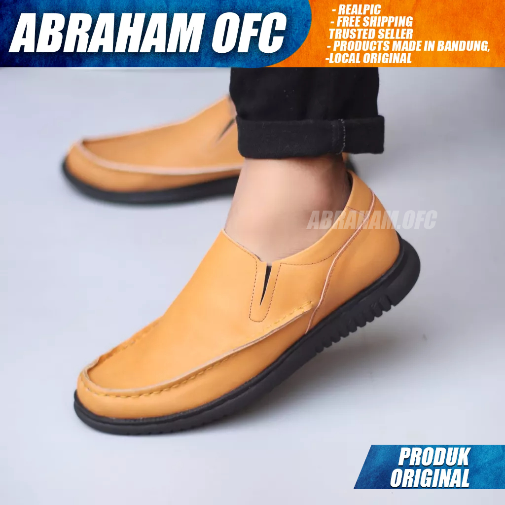 ABRAHAM Sepatu Formal Kulit Asli Hitam Kerja Pria