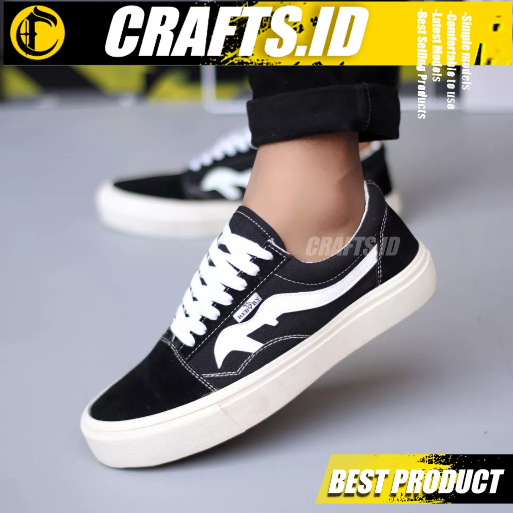 Crafts Sepatu Sneakers Sekolah Casual Hitam Pria