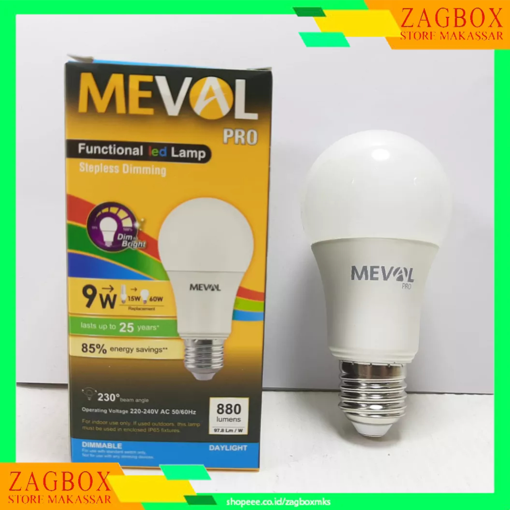 Lampu Dimmer LED Stepless Dimming 9W - Putih MEVAL- Lampu Led Meval