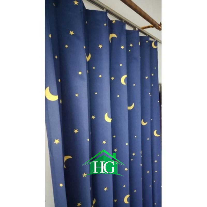 gorden jendela Gorden Motif Bulan Bintang Gorden Pintu Jendela Kamar 100x200 Gorden Minimalis