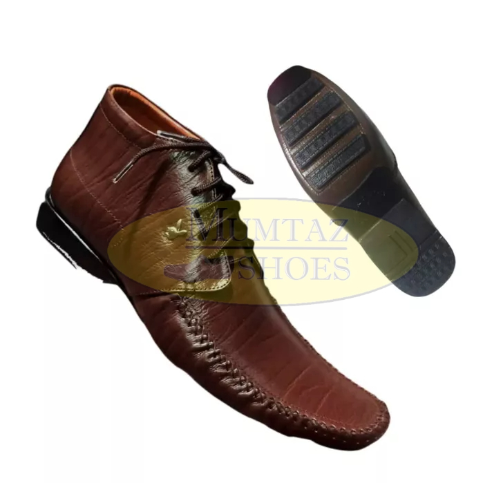 Sepatu Boot Playboy Tali Coklat Anti Licin | Pantofel Tinggi Pria kulit Asli | Sepatu Formal Kerja