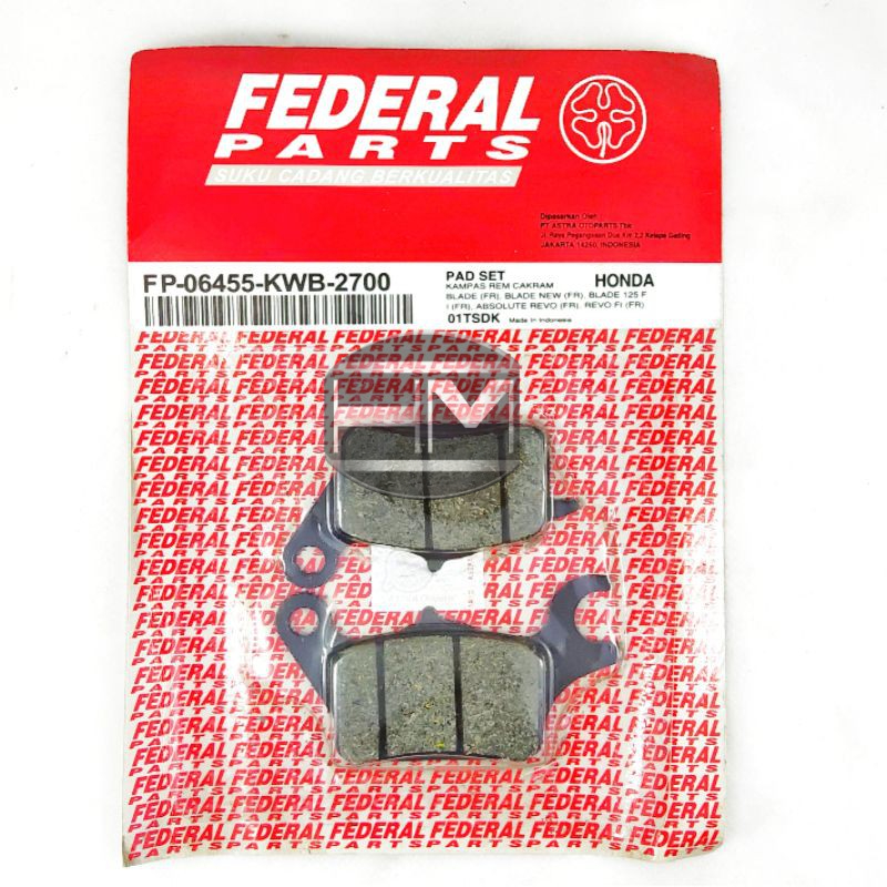 Kampas rem cakram depan sepeda motor Blade,Revo absolute,Smash Titan merek federal
