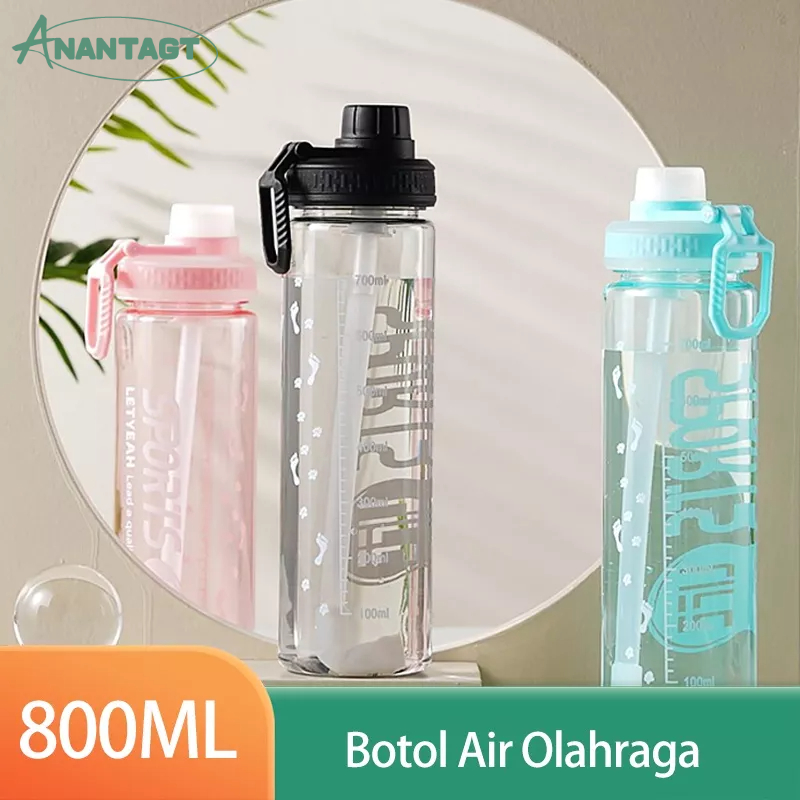 Letyeah &amp; Anantagt Botol minum Anti Bocor Tumbler luar water Bottle Botol Air Dengan Sedotan 800ml