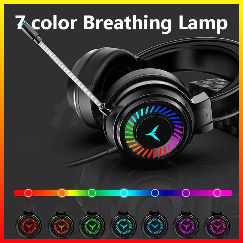 Profesional Wired Headphone Headset Audifonos Bass Stereo Dengan Lampu LED Gaming Dengan Mikrofon Untuk Komputer PC Gaming PS4 PS5 Xbox - 7RSK7JBK