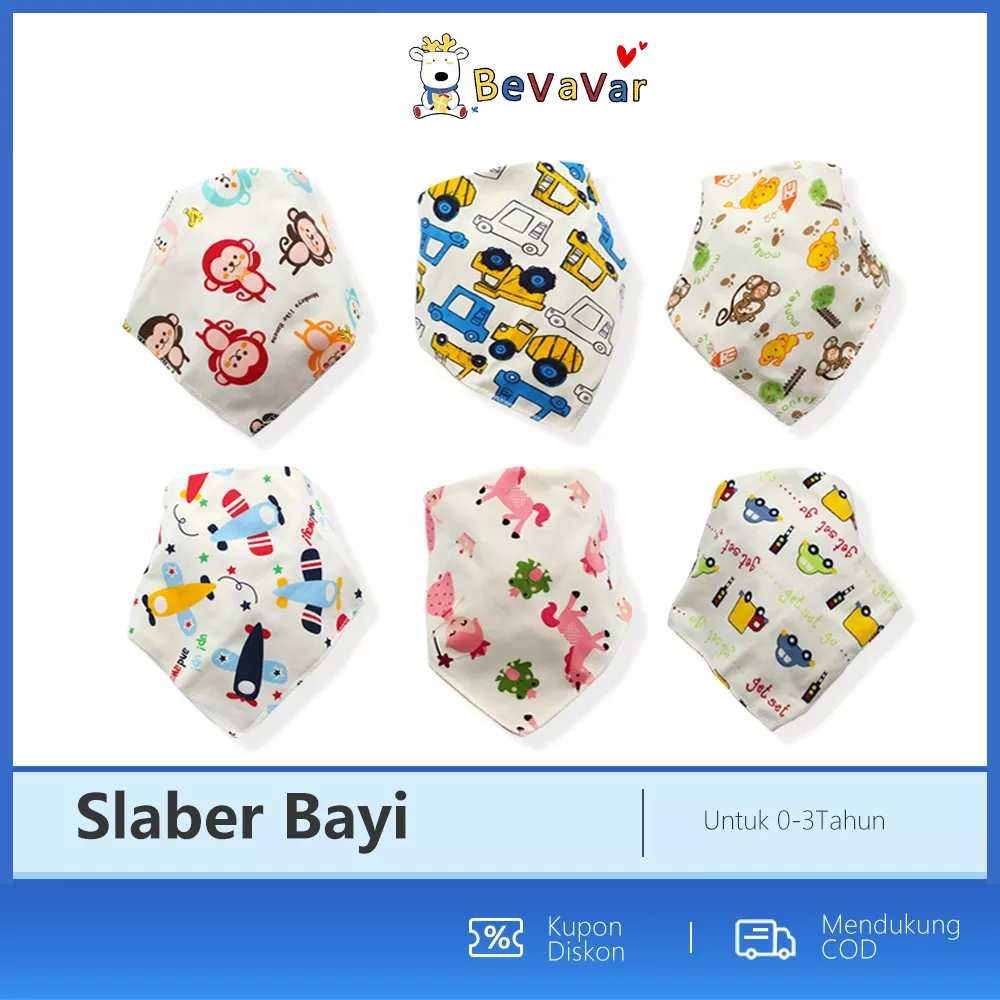 BEVAVAR Celemek Makan Bayi Kartun Slaber Bayi Baby Bibs