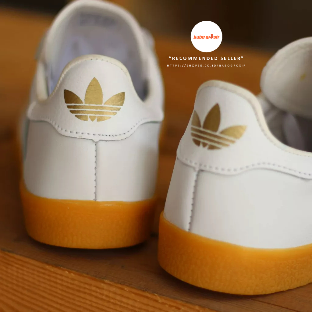 PROMO Sepatu Sneakers Murah | Adidas Gazelle White GUM Premium TOP Quality, Bahan Kulit, Harga Termurah