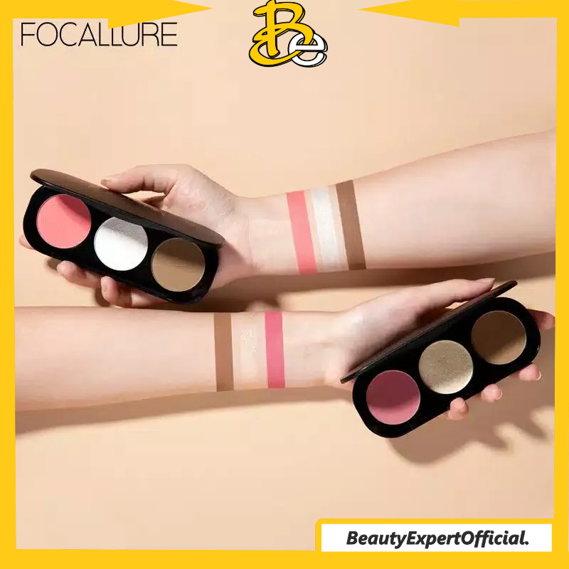 ⭐️ Beauty Expert ⭐️ Focallure Trio Palette Highlighter Blush On 3 Colors Powder FA26