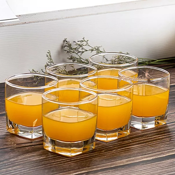 6PCS Aesthetic glass gelas whiskey beer bir vodka kaca tebal cangkir old fashioned kopi cofffee susu