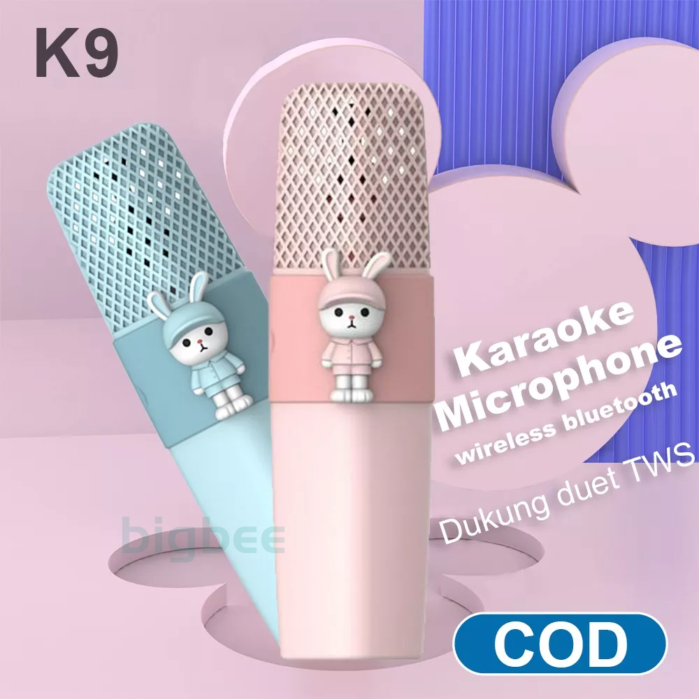 Mikrofon K9 Wireless Microfon Anak Bluetooth Model Kardon Karaoke Player Microphone Speaker (kop koneksi Bluetooth)