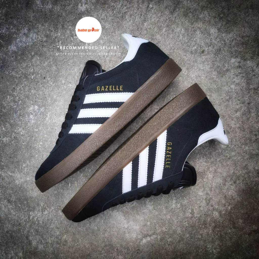 PROMO Sepatu Sneakers Murah | Adidas Gazelle Suede Leather Black White Premium TOP Quality, Bahan Kulit Suede, Harga Termurah