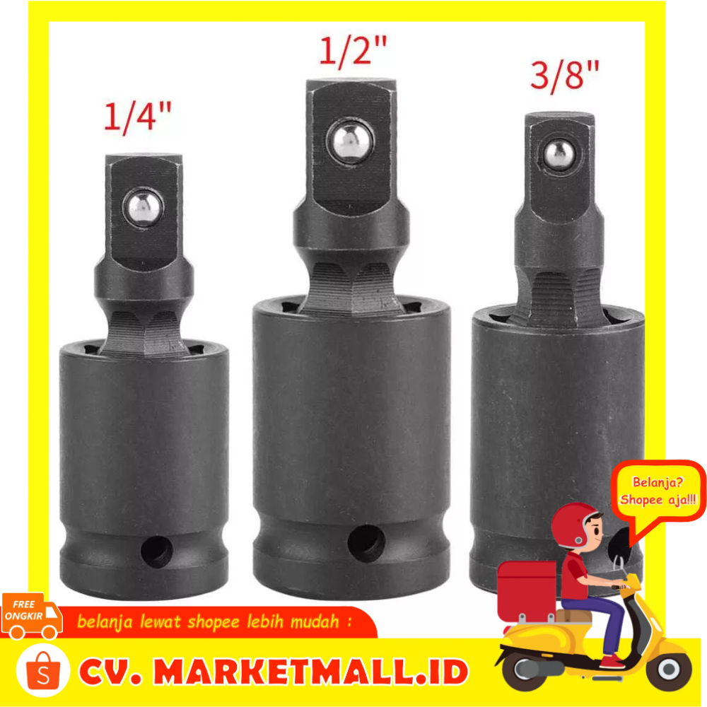 Kunci Soket Adaptor Pneumatic Wrench Universal Joint Alat Perbaikan Rumah Tangga Mobil dan Sepeda Motor 3 PCS WALFRONT 20755A - 7ROTCTBK