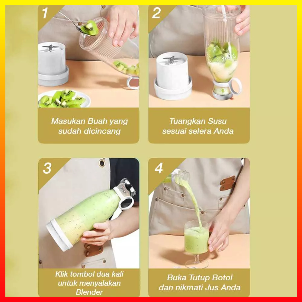 Blender Juicer Botol Mixer Buah Mini Portable Baterai Isi Ulang 1200mAh 350ml 45W AGNVKU WGX-A28 - 7CHA6WWH