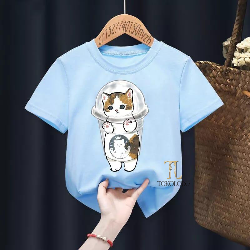 tokolobo Tshirt Anak DTF Printing BUBBLE CAT