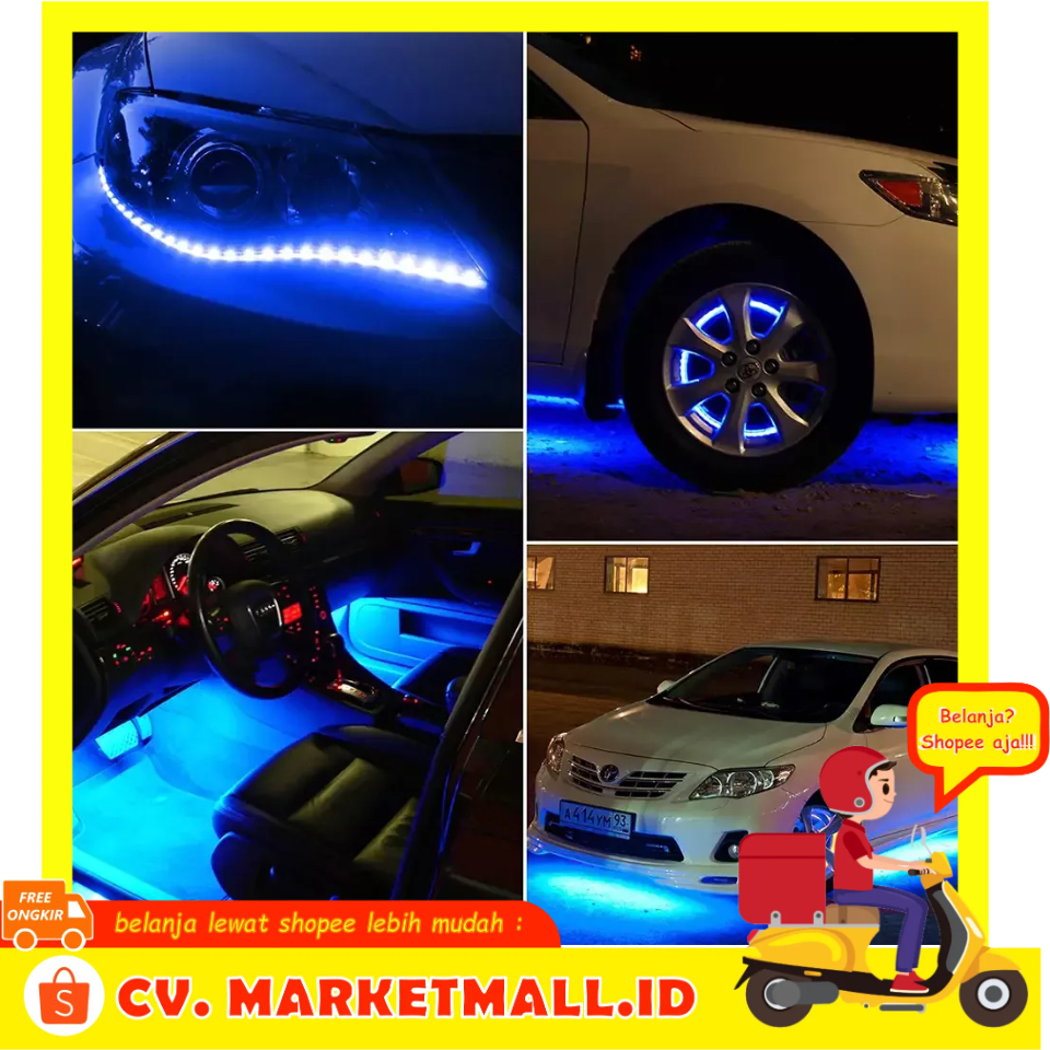 Lampu LED Strip Fleksibel Modifikasi Interior Eksterior Dekorasi Mobil Motor Sepeda Cahaya Terang DC 12V SMD 30 Cm 1PCS Hamy H1230 - 7CLL2PBV