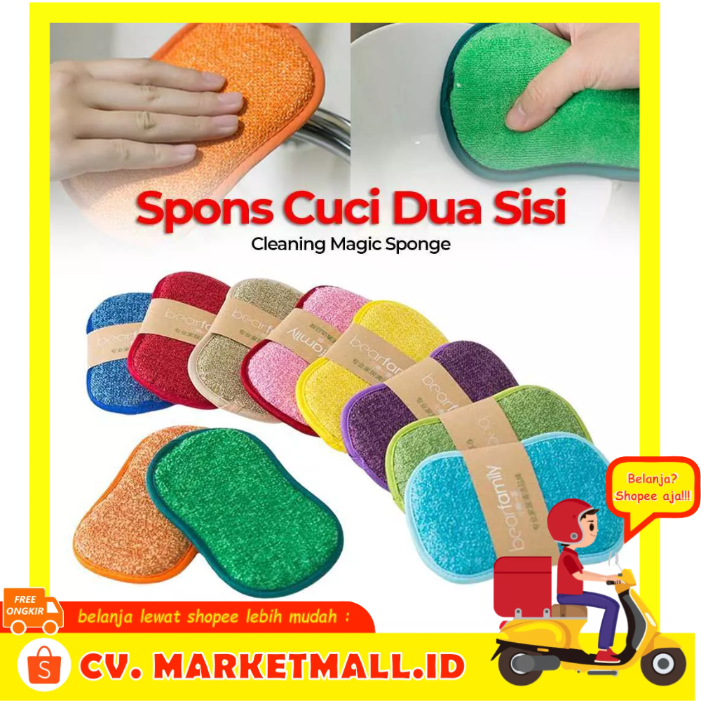 Spons Microfiber Untuk Pencuci Piring Dapur Kamar Mandi Menghilangkan Karat Ajaib Ramah Lingkungan BEAR FAMILY BE10 - 7RRSB3MZ