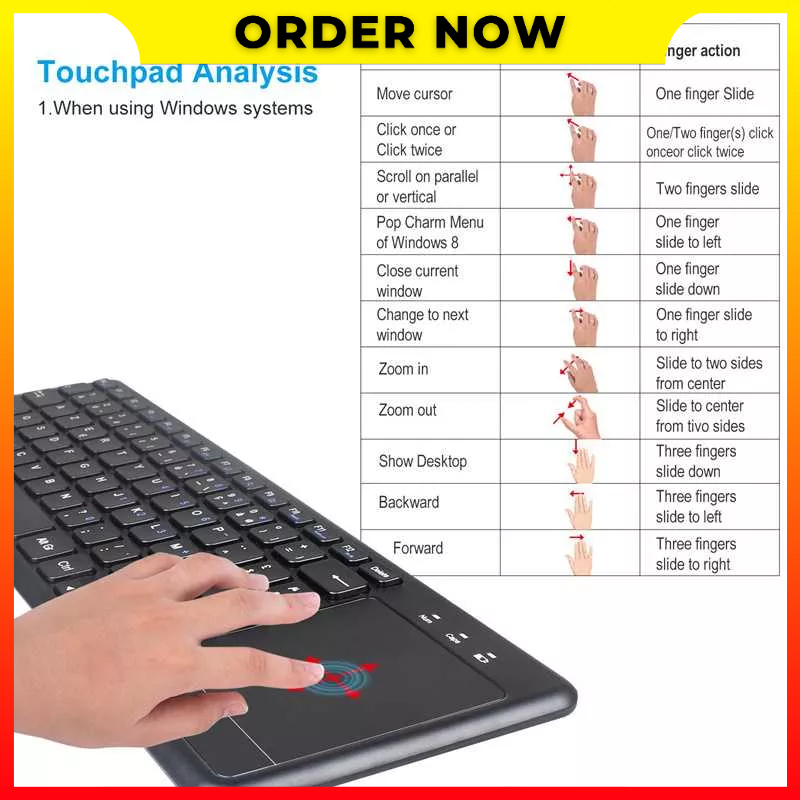 Keyboard Wireless Dual Mode 2.4G + BT5.0 + BT3.0 Dengan Touchpad Mouse Keyboard Combo BKC155 Untuk Perangkat Android iOS Windows TV Box PC Smart TV QXUZ Q63 - 7CKY0HBK