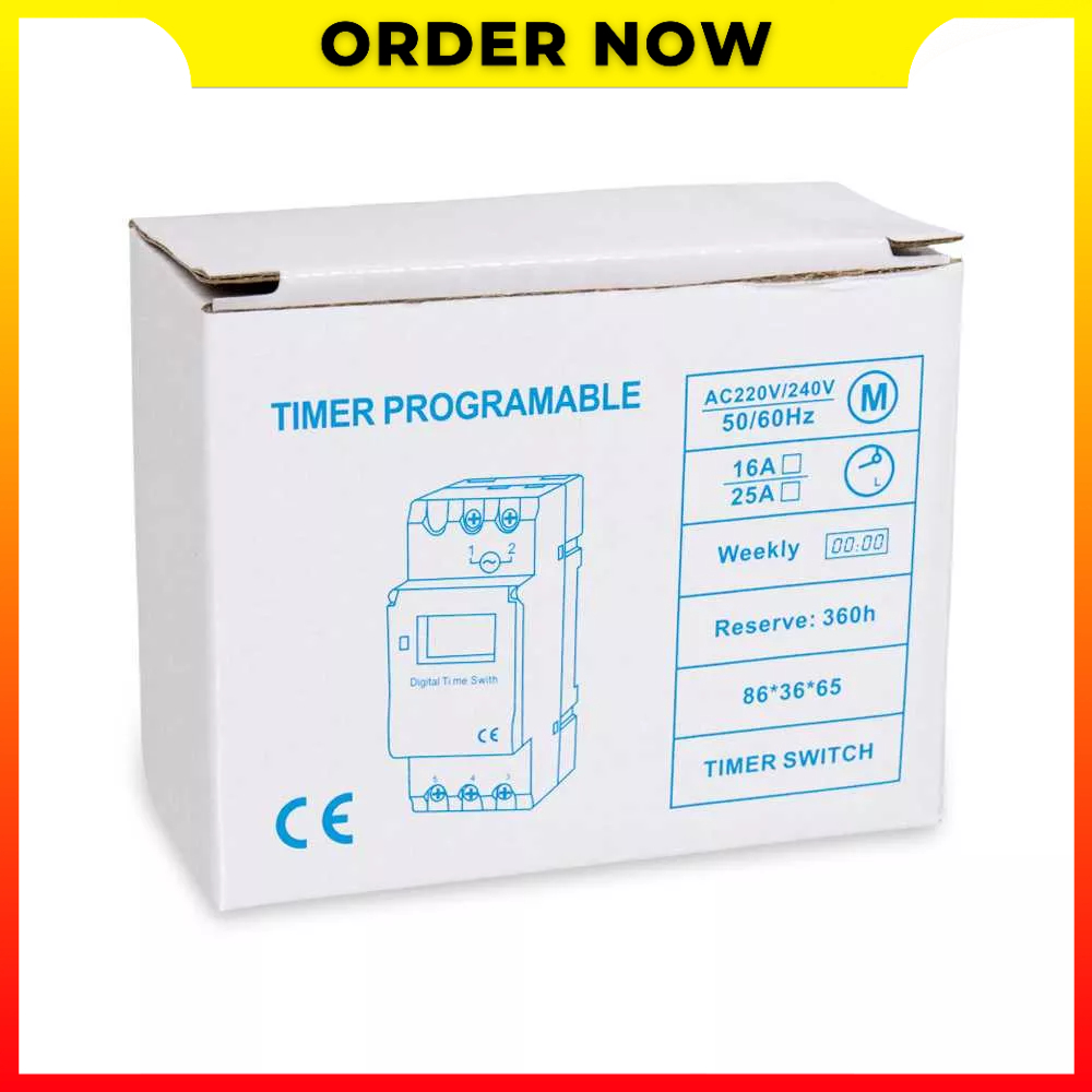 MCB Microcomputer Timer Control Otomatis Programmable Switch Relay 16A 220V 2000W Tampilan LCD Taffware THC15A - 7RHZ15WH