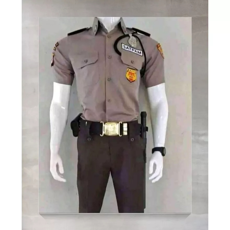 1 STEL ATASAN BAWAHAN COD SERAGAM SATPAM PDL PDH WARNA COKLAT TUA FULLL SET TERLARIS TERMURAH