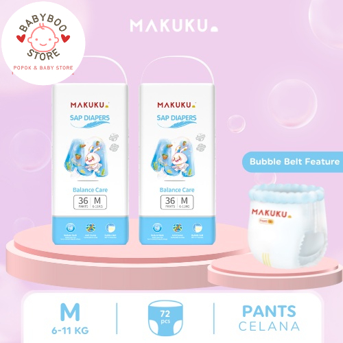 MAKUKU SAP Diapers Balance Care Pants M36 x 2 Pack Popok Celana Anti Gumpal Dan Mencegah Ruam