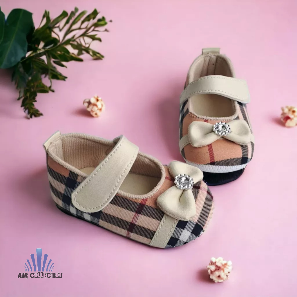 Sepatu Bayi Perempuan Balet Beri-Pita Baby Shoes Prewalker Anak Belajar Jalan