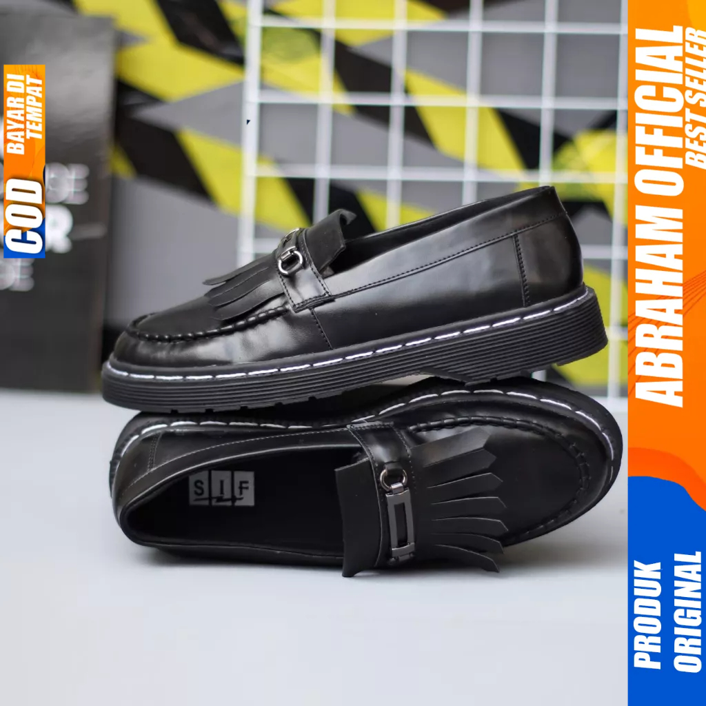 Sepatu Loafers Docmart Kerja Formal Pantofel Hitam Pria