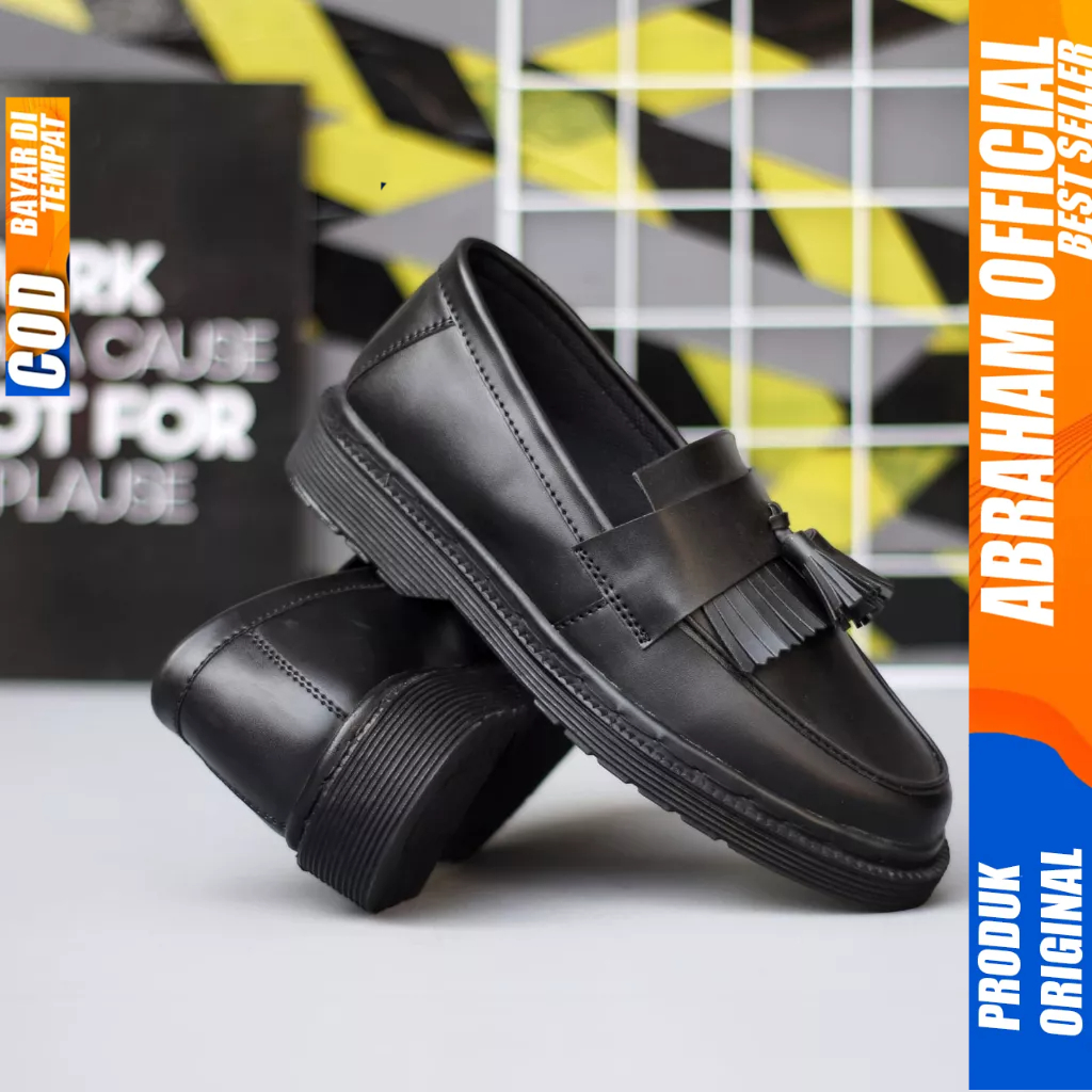 Sepatu Loafers Docmart Formal Hitam Kerja Pria